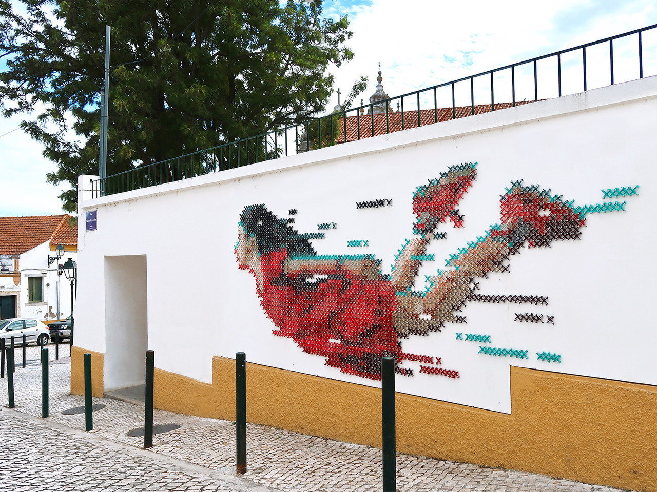 escapekit: Cross Stitched Intervention Portugal-based artist Ana Martins, who works