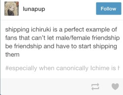 Fuon-Yuuki:  “Ichiruki Is Friendship.”      “Canonically Ichihime Is Hinted