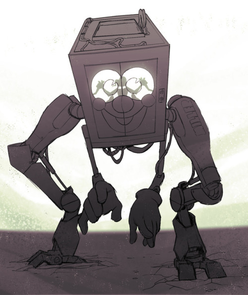 gullshriek:this man is a dean now[image description: a grayscale  drawing of Upsy as a mech. His tor
