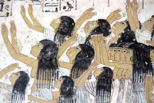 egypt-museum:Wailing women in a funeral processionDetail of a wall painting from the Tomb Chapel of