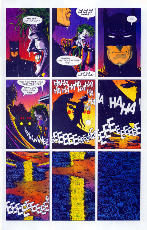 dcu:  The ending of ‘The Killing Joke’ is my favorite of endings.  I like it for the fact that Batman finally snaps. If only Batman behaved the way he behaved in The Dark Knight Returns (not to be confused with the shitty 3rd Nolan film, mind you)