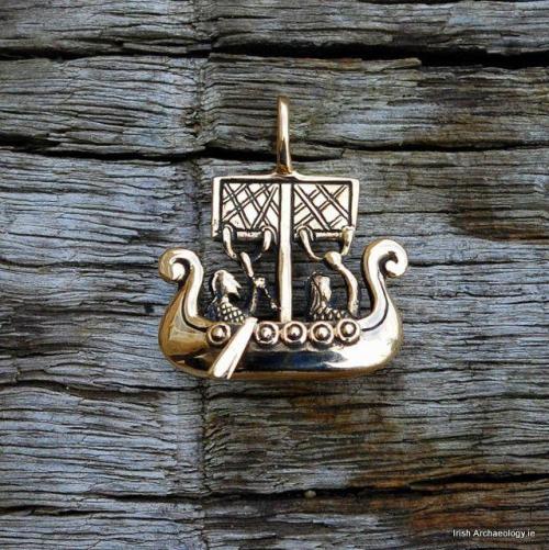 This bronze pendant of a Viking longship is inspired by an image found on a Norse Runestone in Gotla