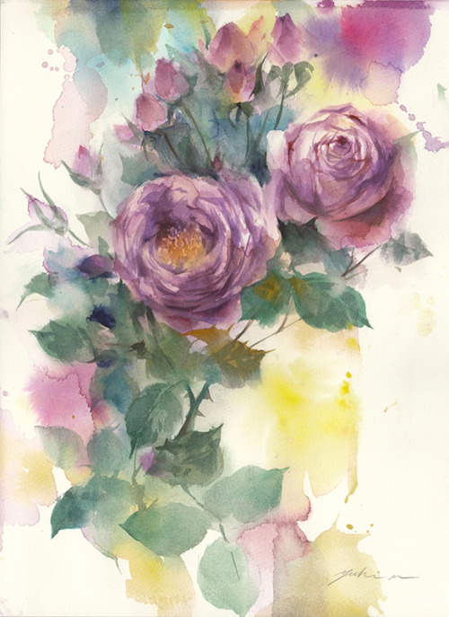 ＊＊＊薔薇（Roses）Jun.20,2021watercolorsize：242*333mm (F4)paper：water ford white (細目・425g/m2)☆*ﾟ ゜ﾟ*☆*ﾟ ゜ﾟ