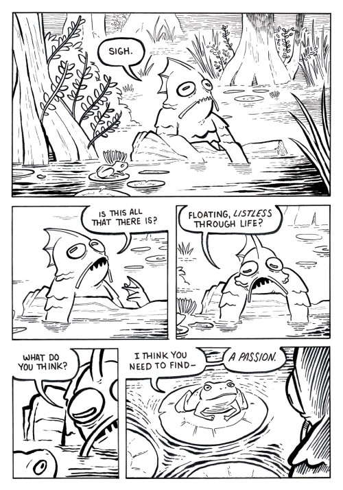 Comictober Day 8“Swamp”The frog, for example, has a deep love of banjo music.