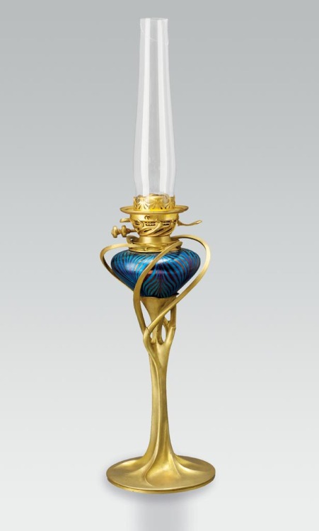 design-is-fine:Tony Selmersheim, oil lamp, 1898. Bronze, glass. Paris. Via Museum of Applied Arts Bu