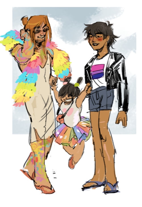 stained-glass-sketchbook: Roy, Lian & Dick go to pride :’)