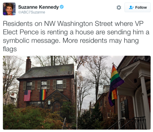 randomthingsthatilike123:micdotcom:Mike Pence’s new neighbors are “welcoming” him with rainbow LGBTQ