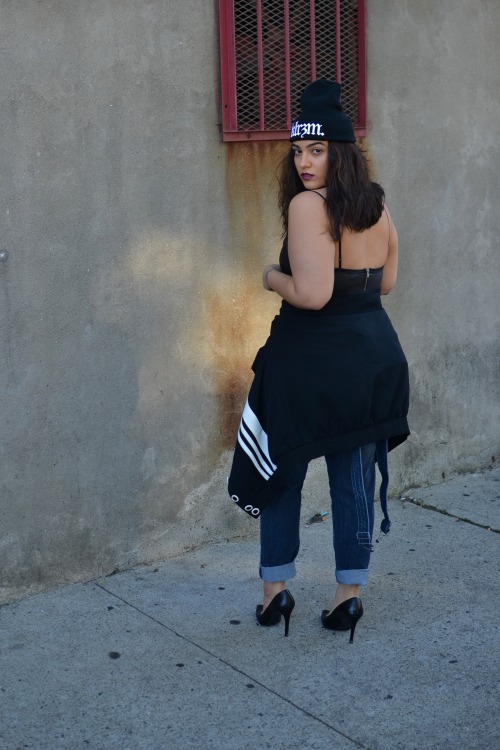 celebrate-women:  nadiaaboulhosn:  Nadia Aboulhosn | www.nadiaaboulhosn.com KlaerizmNYC beanie Addition Elle Overalls  Perfection  She looks ……out of place!