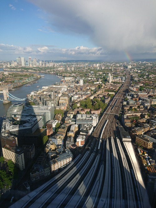 View from The Shard + rainbow. Southwark, London, England