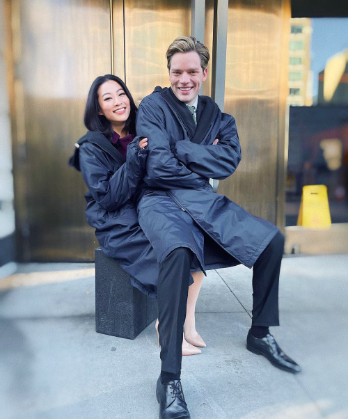 Just a couple of actors trying to stay warm @domsherwood always keeping it fun on set!