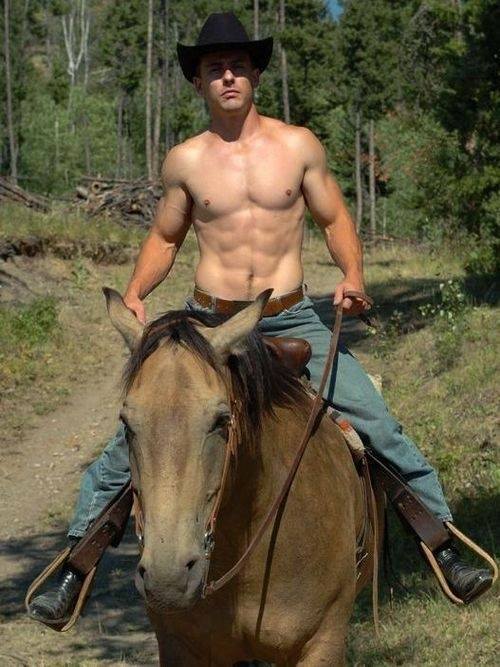 Well trained by the Rancher he knows when he needs to wear a shirt, and when he doesn&rsquo;t.