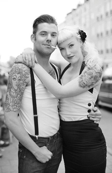 rockabillychickus:  #Tattooed #Couple! Ace, love it.http://rockabillyclothing50s.com/