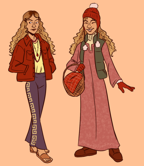 soledadcatalina:[id: a digital drawing of dani from the adventure zone in two different outfits. dan