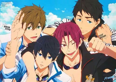 frfrfreak:  So I´m having a blast looking at the Free! official arts. For example this motherfucker hereThey have had a party/sleepover last night. Someone brought boose (was it you Nagisa? Or Rin?). Everyone is fine, except Haru, who has a terrible