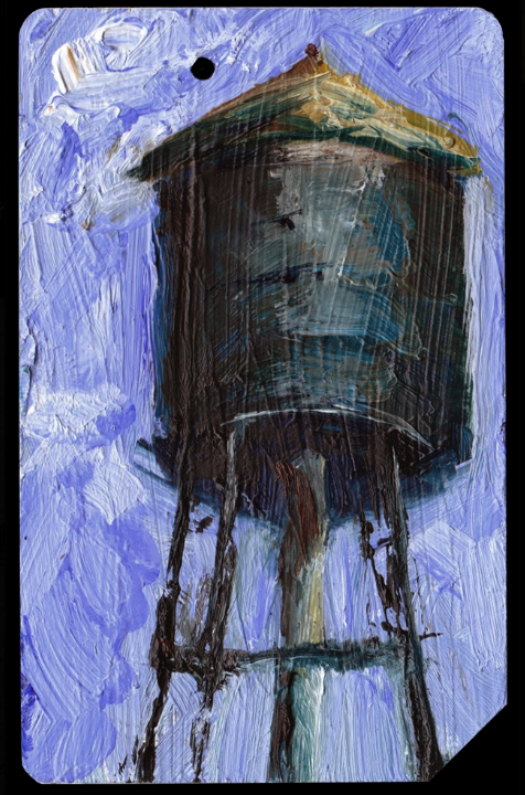 Metro Card Water Tower No. 292.5&quot; x 3&quot; oil on Metro Card SOLDMore Metro Card paint