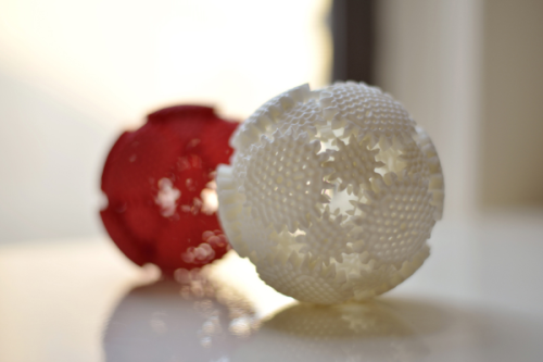 noanywhere: 3D printed spherical interlocking system of 64 individual gears Video here: 