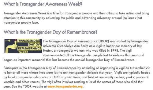 asteriskseverywhere:Find out more about Transgender Day of Remembrance at www.transgenderdor.org S