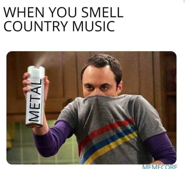 When you smell country music spray metal air freshner febreeze big bang theory sheldon heavy metal memes