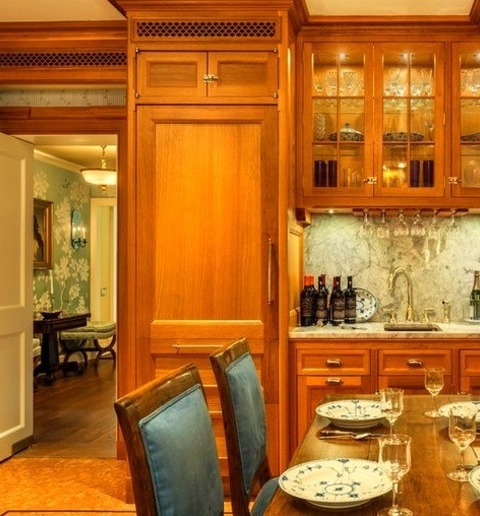 Enclosed - Victorian KitchenEnclosed Kitchen - Victorian L-shaped Cork Floor And Brown Floor Enclosed
