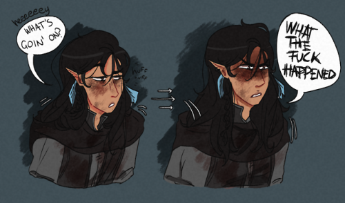 kimabutch: diamancris: the sunken tomb anyone? haha [ID: two drawings of Vax from Critical Role. Vax