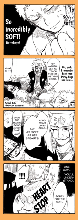 Artist: Ichi   Source: Here    Translation: DanbooruJiraya trolls Naruto from beyond the grave. He i