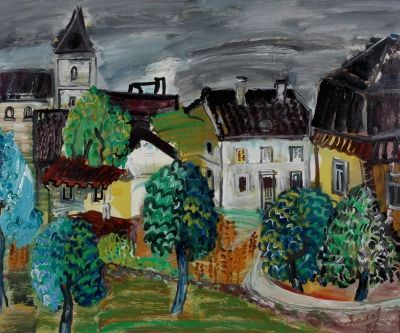 Landscape with houses  -  Carlos Nadal FerrerasCatalan - French 1917-1998