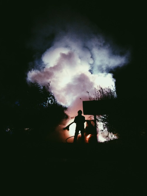 ktudorphotography: Fire fighters at car fire. 16/08/2014 Instagram- katherinetudor