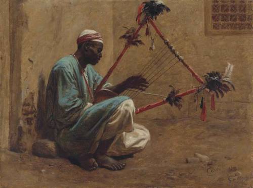 Frederick Goodall (British, 1822-1904), The Kissar Player, 1859. Oil on paper laid down on canvas, 15½ x 20½ in.