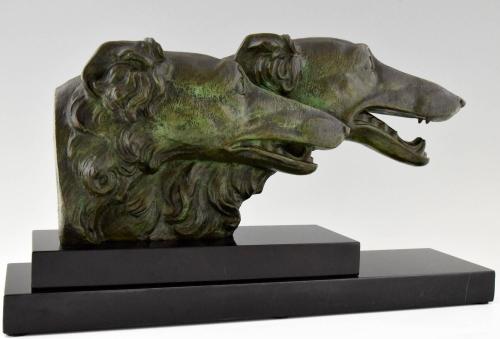 morbidesque:French Art Deco Bronze Borzoi Sculpture - G.H. Laurent, 1930