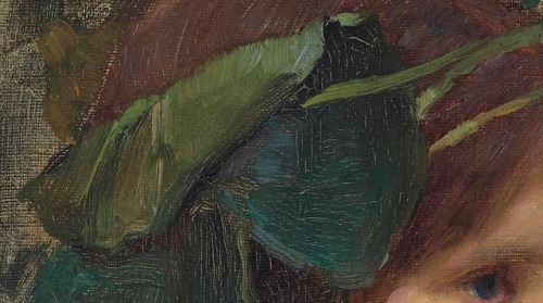 closeupofpaintings:John William Waterhouse - Female head study for ‘A Naiad’, c. 1892 (detail), oil 