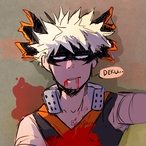 bamsara:SIKE Y’ALL THOUGHT anyway I wanna write a fic where Katsuki thinks he’s dying so he confesse