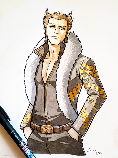 hobonick: ink and watercolour sprite redraw of lang because i’ve never drawn him before and&nb