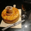 tastymeatsandtreats:Pork pie baked with a marrow bone with home made jelly ( from hock ) 