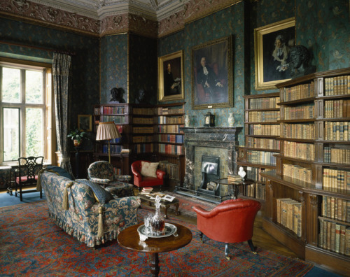 cair&ndash;paravel: The library at Dunster Castle, Somerset. It was designed by architect Anthon