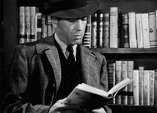 Bogart reading Chandler on the set of The Big Sleep