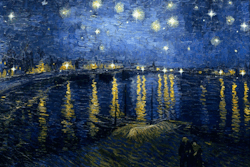 photoencounters:  Starry Night Over the Rhone. Vincent van Gogh, 1888. GIF by Amber Maitrejean 
