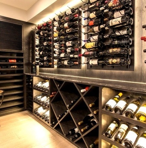 Contemporary Wine Cellar - Wine CellarLarge Modern Wine Cellar With Beige Floor And Medium Tone Wood