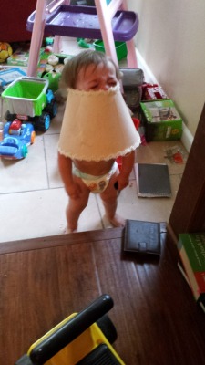 reasonsmysoniscrying:  &ldquo;His brother pushed him. (The fact that his head is tightly wedged in a lampshade is actually of no concern.)&rdquo; Submitted By: Andi Location: Kentucky, USA 