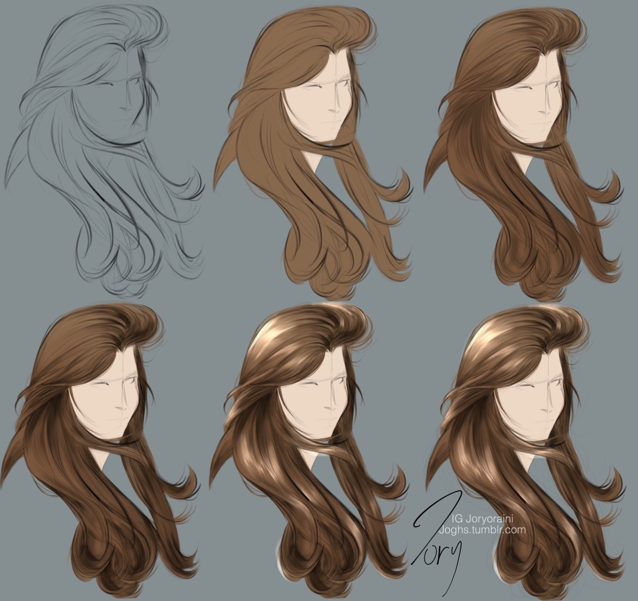 How to Art — joghs: A step by step hair color study found on my...