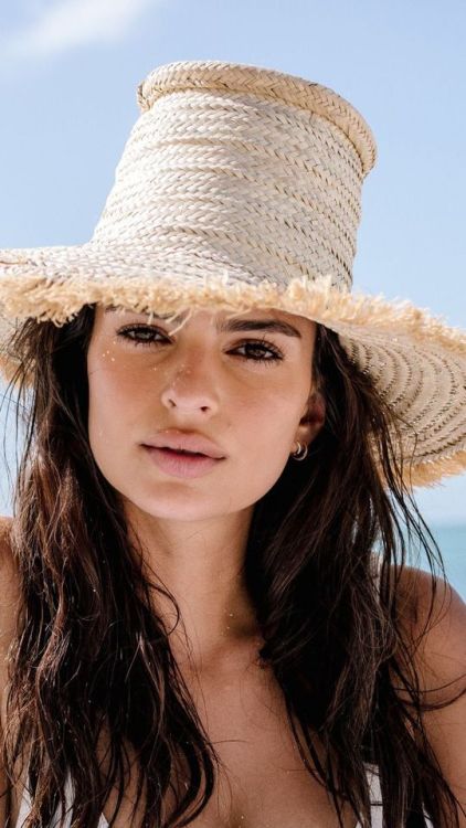 Emily Ratajkowski, straw hat, at beach, 720x1280 wallpaper @wallpapersmug : https://ift.tt/2FI4itB -