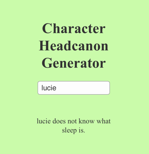 I Did The Character Headcanon Generator With The Tlh Characters