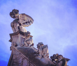 uchicagoadmissions:  From the Insta: our lovely campus gargoyles perched against the blue sky.   