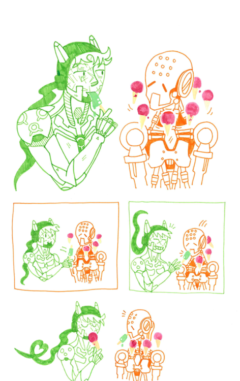 Genyatta Week Summer Day 3. Summer TreatsZenny, Genji’s personal ice cream/popsicle holder >w<