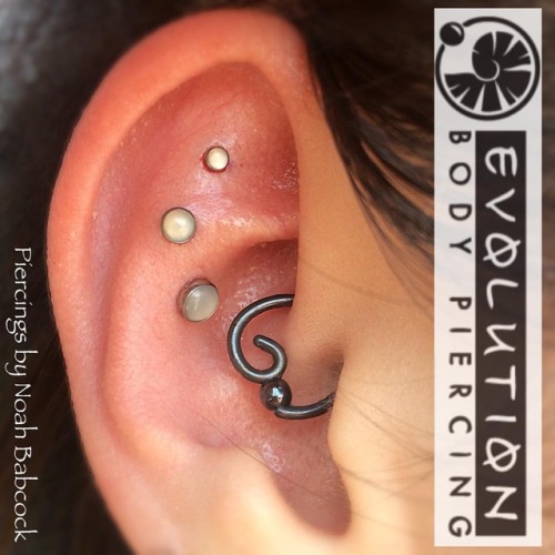 Healed #daith piercing and three healed cartilage piercings (#conch and deep #helixpiercing s) with 