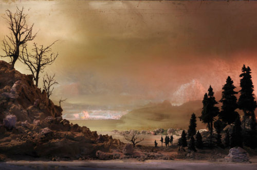 paimona: “Kim Keever shoots large-scale photographs of incredibly detailed landscapes in a 200-gallon tank of water. The tank is filled with water or dry ice and lit with gel-covered lights to transform the strange world into a hazy, fantastical world.”