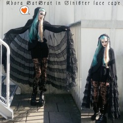 adorabatbratofficial:  I kind of always wear my new lace cape from @thegothicshop by brand #sinisterclothing when I’m out strolling. I love it!!! Just heard it will be re-stocked.  #thegothicshopcouk #alternative_outfits Also hair sponsored by @irresistib