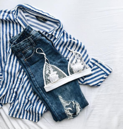 fashionn-enthusiast:  Bralet  Striped Blouse  Pants  