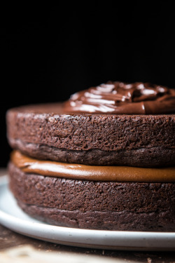 nom-food:  Vegan chocolate cake with creamy chocolate almond butter buttercream