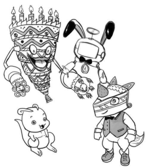 Reverse Weddinmon, Guidemon, Bun, ShortmonThese are some random Digimons from the mangas so no color