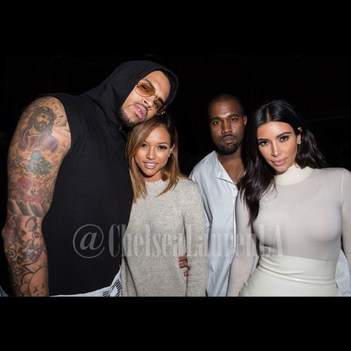 lovingcbreezy: Chris,Karrueche,Kanye and Kim at Teyana Taylor’s listening party in LA. Power c